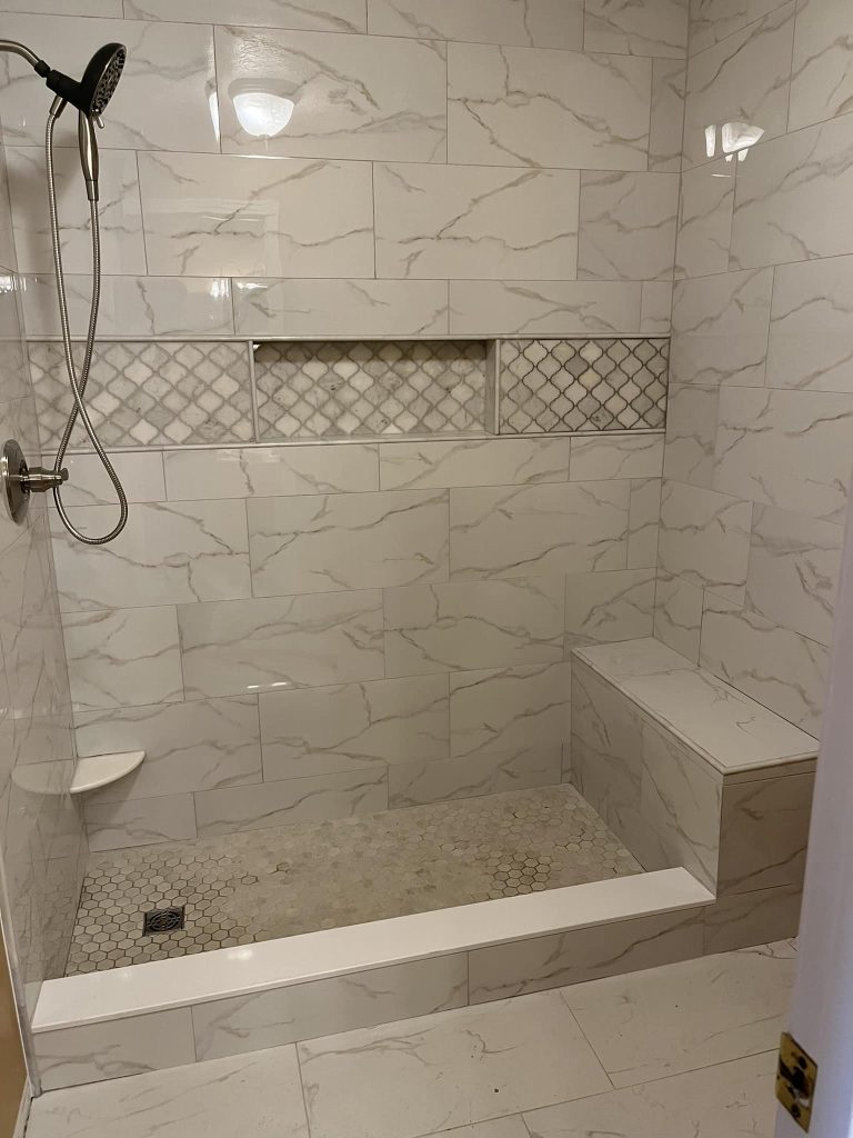 Luxury tiled shower completed in the Louisville area
