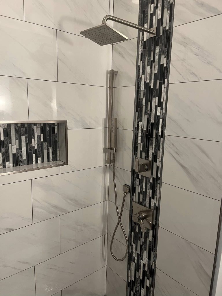 Custom tiled walk-in shower renovation
